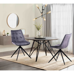 Lot de 2 chaises de salle à manger Merna en velours gris foncé