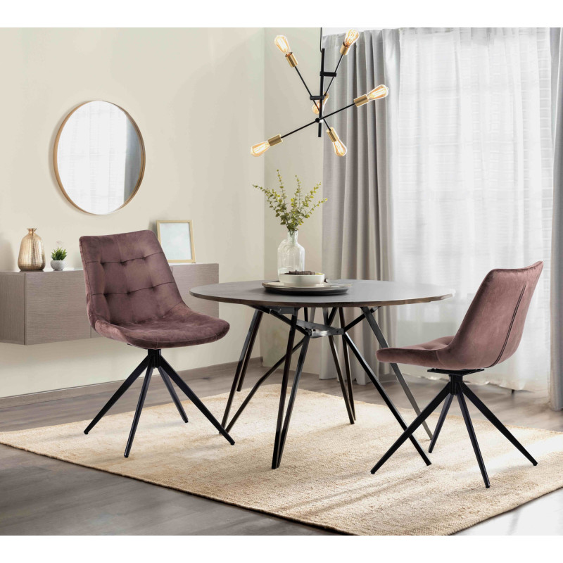 Lot de 2 chaises de salle à manger Merna en velours marron
