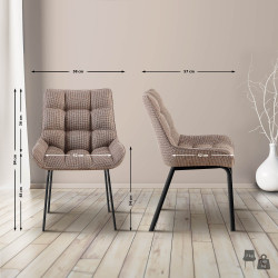 Lot de 2 chaises Saranda en tissu noir et marron terra