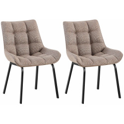 Lot de 2 chaises Saranda en tissu noir et marron terra