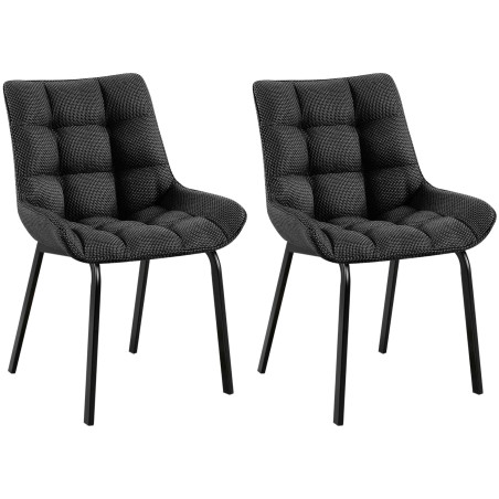 Lot de 2 chaises Saranda en tissu noir et gris titane