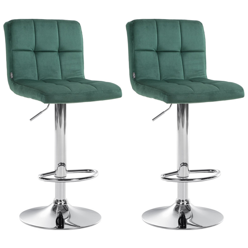 Lot de 2 tabourets de bar Pérou velours chrome vert