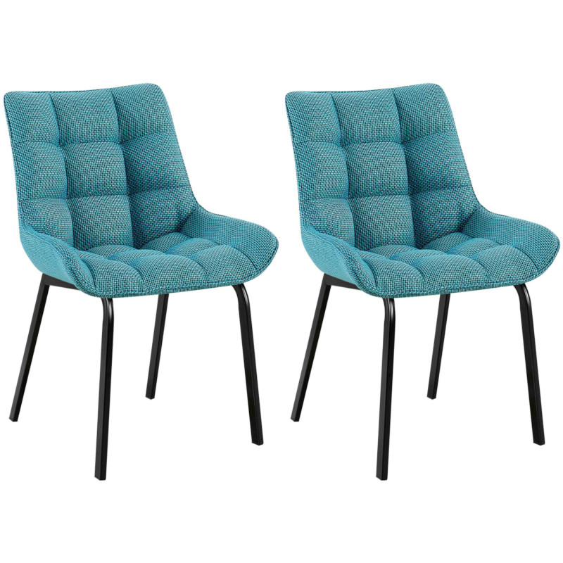 Lot de 2 chaises Saranda tissu noir turquoise