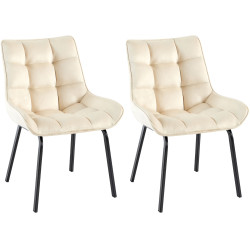 Lot de 2 chaises Saranda en velours crème