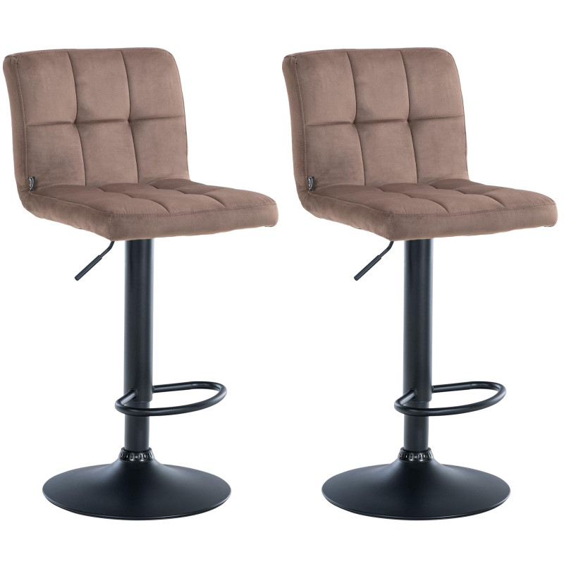Lot de 2 tabourets de bar en velours Pérou brun