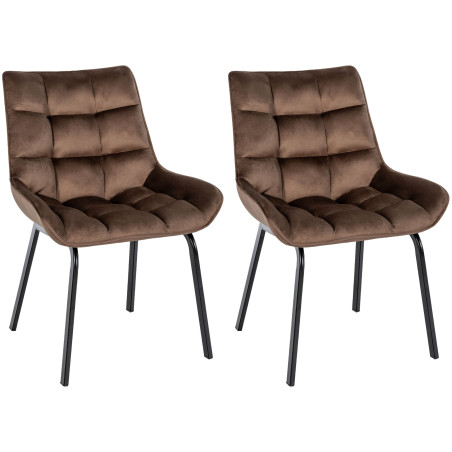 Lot de 2 chaises Saranda en velours marron