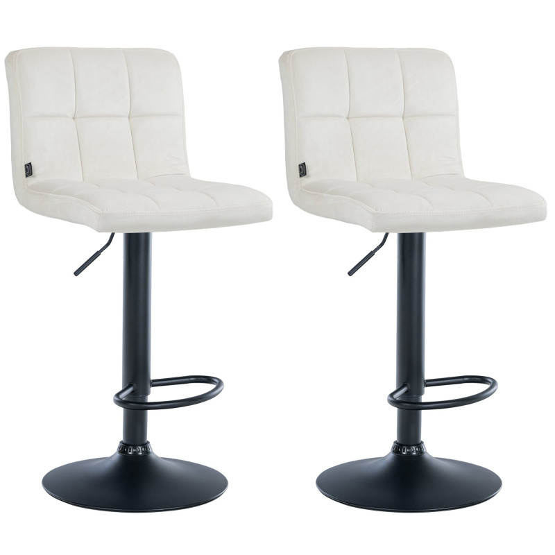 Lot de 2 tabourets de bar en velours Pérou crème