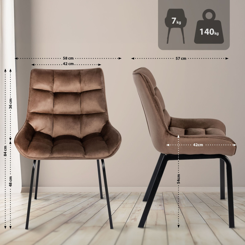 Lot de 2 chaises Saranda en velours marron
