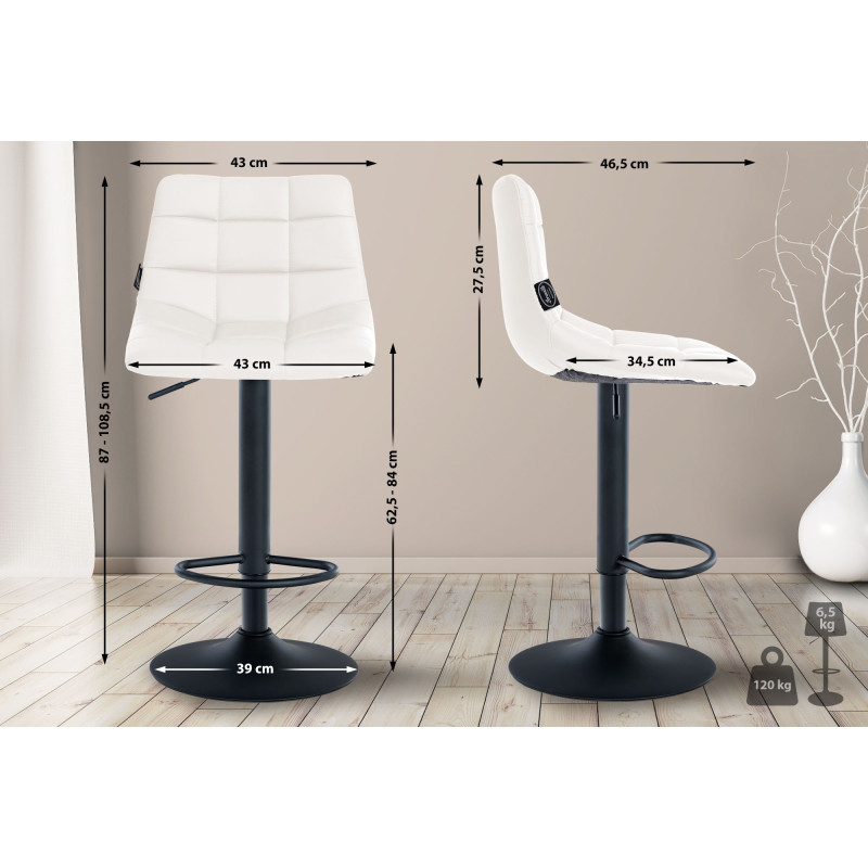 Tabouret de bar Jerry simili cuir blanc