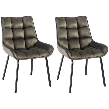 Ensemble de 2 chaises Saranda en velours anthracite