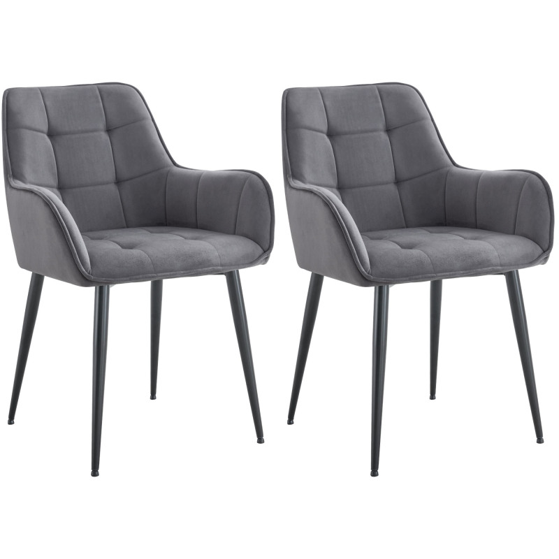 Lot de 2 chaises de salle à manger en velours Ferndale gris foncé