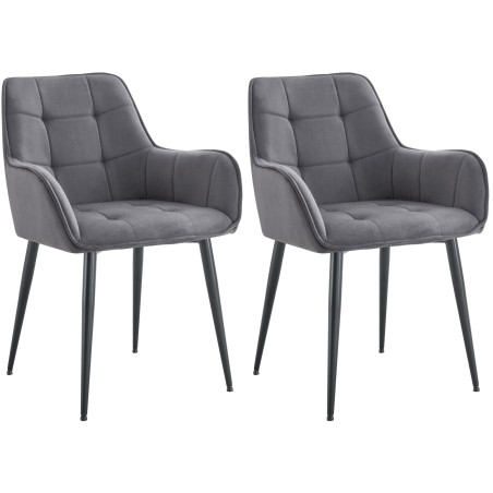 Lot de 2 chaises de salle à manger en velours Ferndale gris foncé