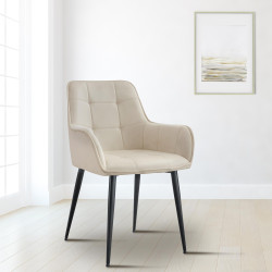 Ensemble de 2 chaises de salle à manger en velours crème Ferndale