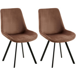 Ensemble de 2 chaises de salle à manger Lewes en velours marron