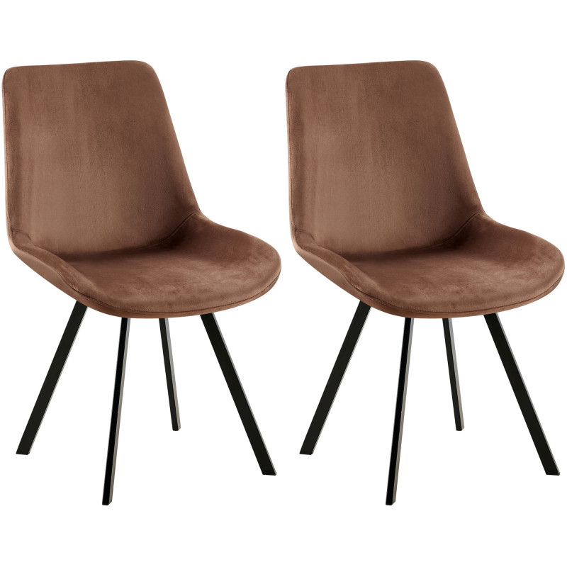 Lot de 2 chaises de salle à manger Lewes en velours marron