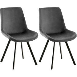 Lot de 2 chaises de salle à manger Lewes en velours gris foncé
