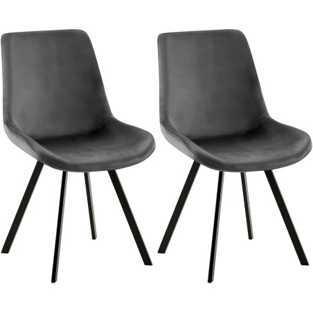 Lot de 2 chaises de salle à manger Lewes en velours gris foncé