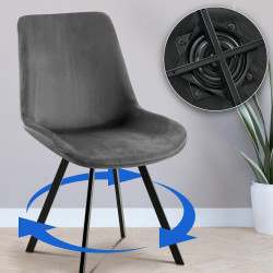 Lot de 2 chaises de salle à manger Lewes en velours gris foncé