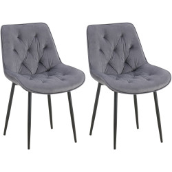 Ensemble de 2 chaises de salle à manger Wallace en velours gris foncé