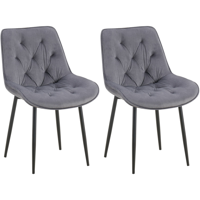 Lot de 2 chaises de salle à manger Wallace en velours gris foncé