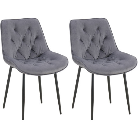 Lot de 2 chaises de salle à manger Wallace en velours gris foncé