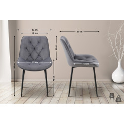 Lot de 2 chaises de salle à manger Wallace en velours gris foncé