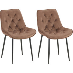 Ensemble de 2 chaises de salle à manger Wallace en velours marron
