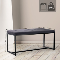 Banc en tissu Barci B noir