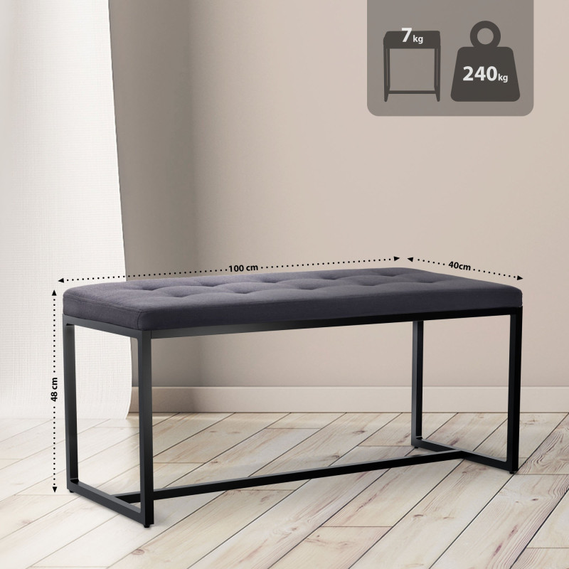 Banc en tissu Barci B noir