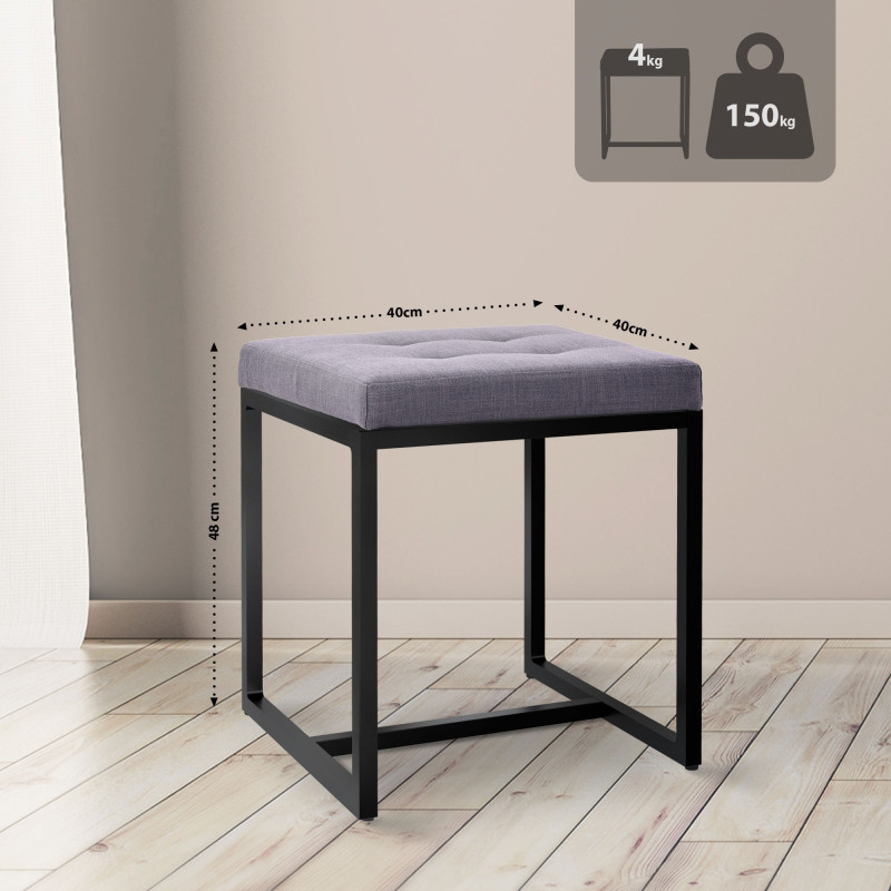 Tabouret en tissu Barci B gris foncé