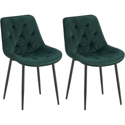 Ensemble de 2 chaises de salle à manger Wallace en velours vert