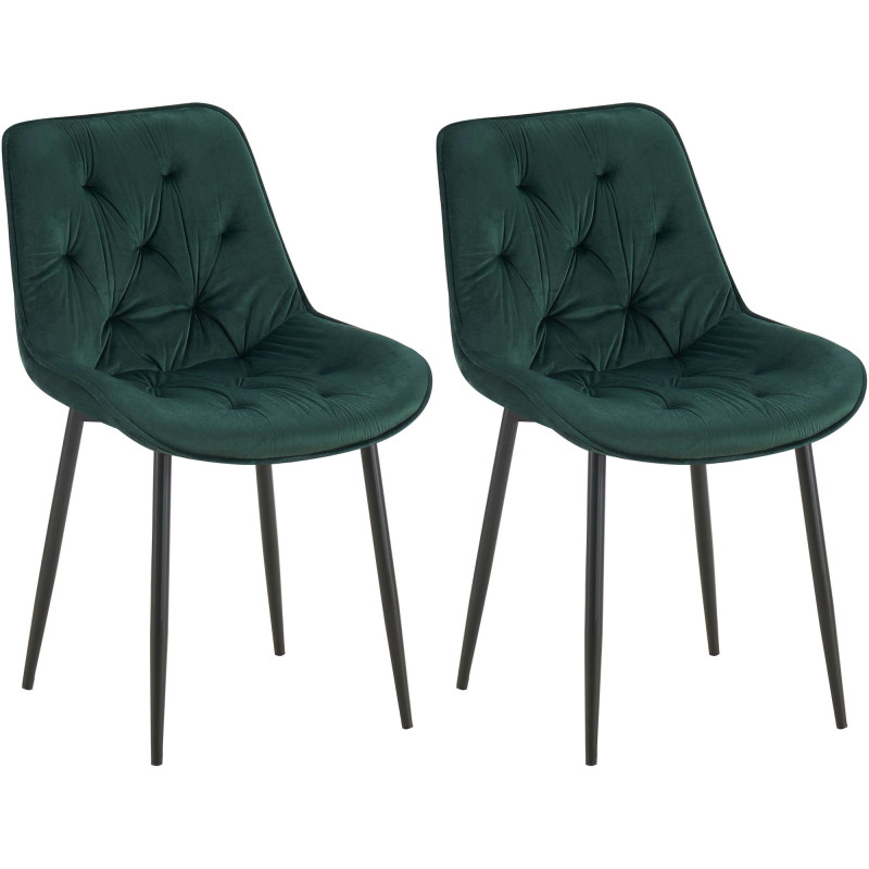 Ensemble de 2 chaises de salle à manger Wallace en velours vert