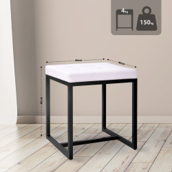 Tabouret Barci B en cuir artificiel blanc