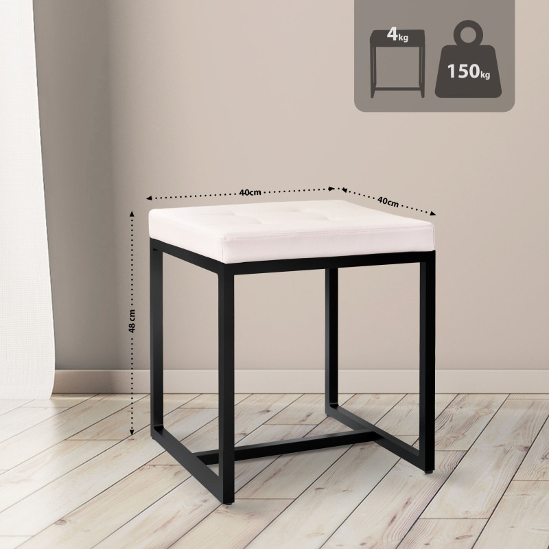 Tabouret Barci B en cuir artificiel crème