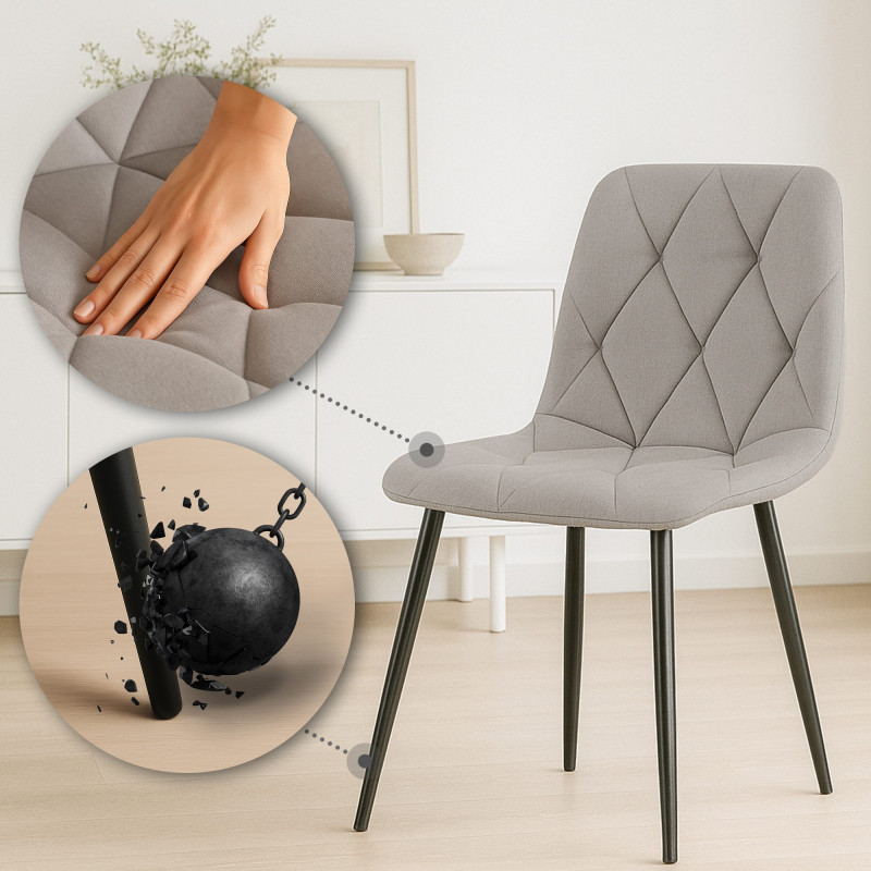 Ensemble de 2 chaises de salle à manger en tissu Clairton gris clair