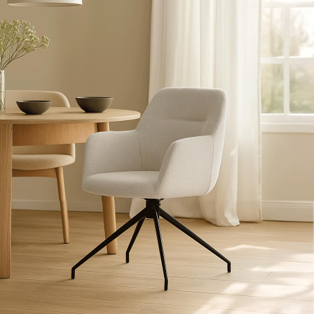 Chaise de salle à manger Merlinda en tissu Teddy crème