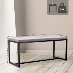 Banc en tissu Barci B gris
