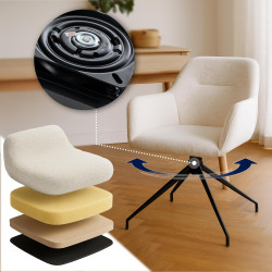 Chaise de salle à manger Merlinda en tissu Teddy crème