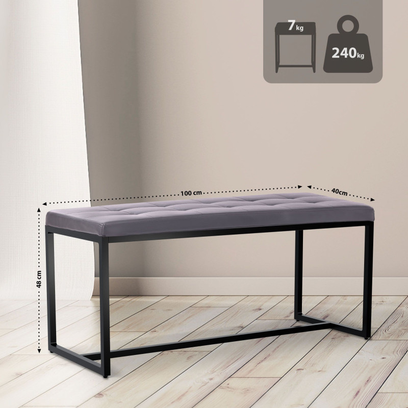 Banc en cuir artificiel Barci B gris