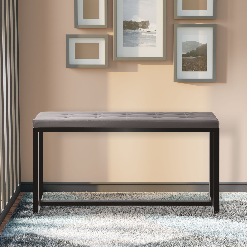 Banc en cuir artificiel Barci B noir