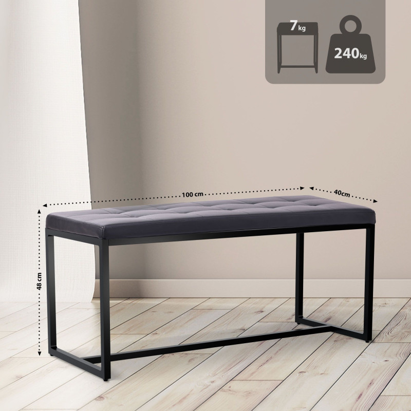 Banc en cuir artificiel Barci B noir