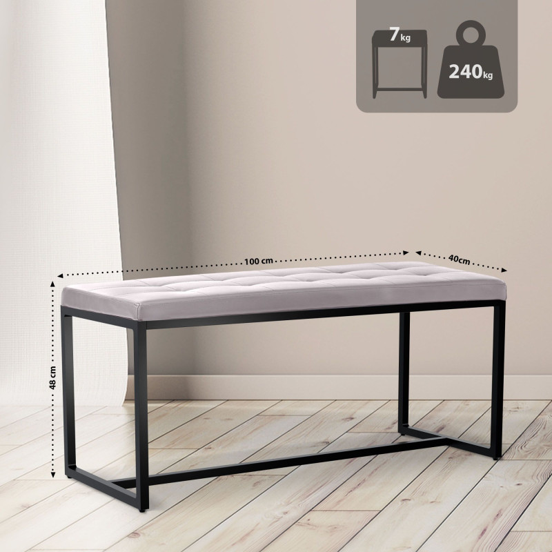 Banc en cuir artificiel Barci B blanc