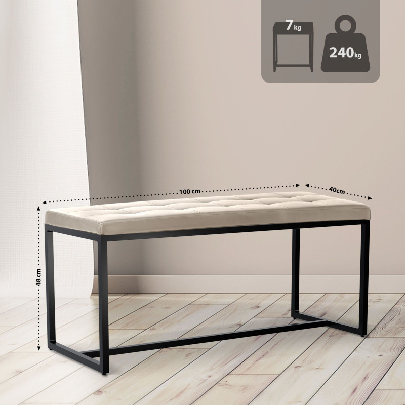 Banc en cuir artificiel Barci B crème
