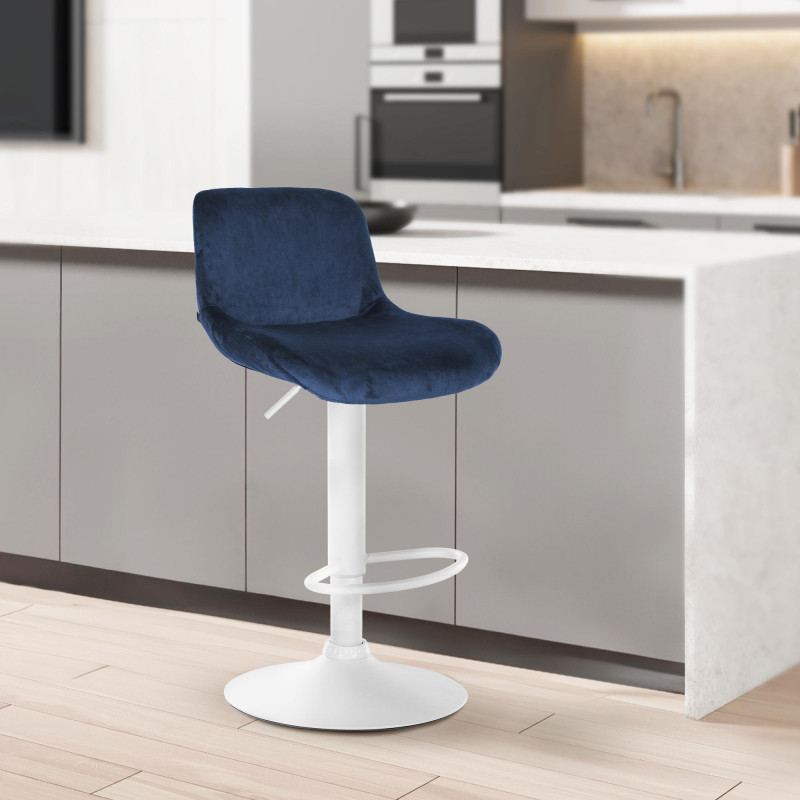 Lot de 2 tabourets de bar Solon en velours bleu