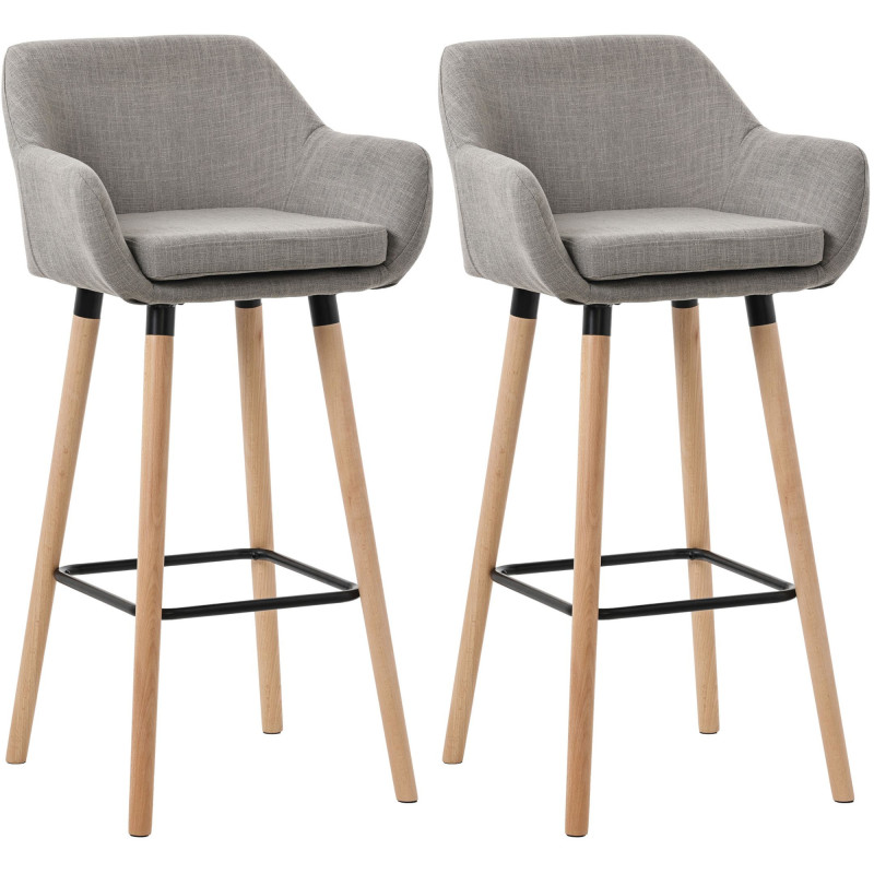 Lot de 2 tabourets de bar en tissu Grant gris