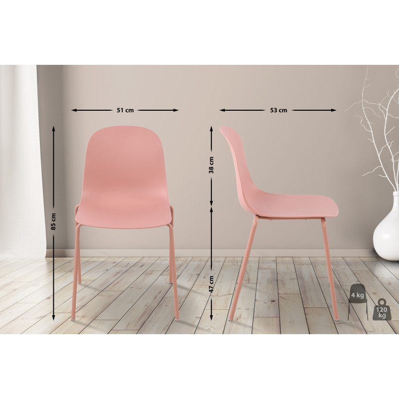 Ensemble de 2 chaises Hardin, roses