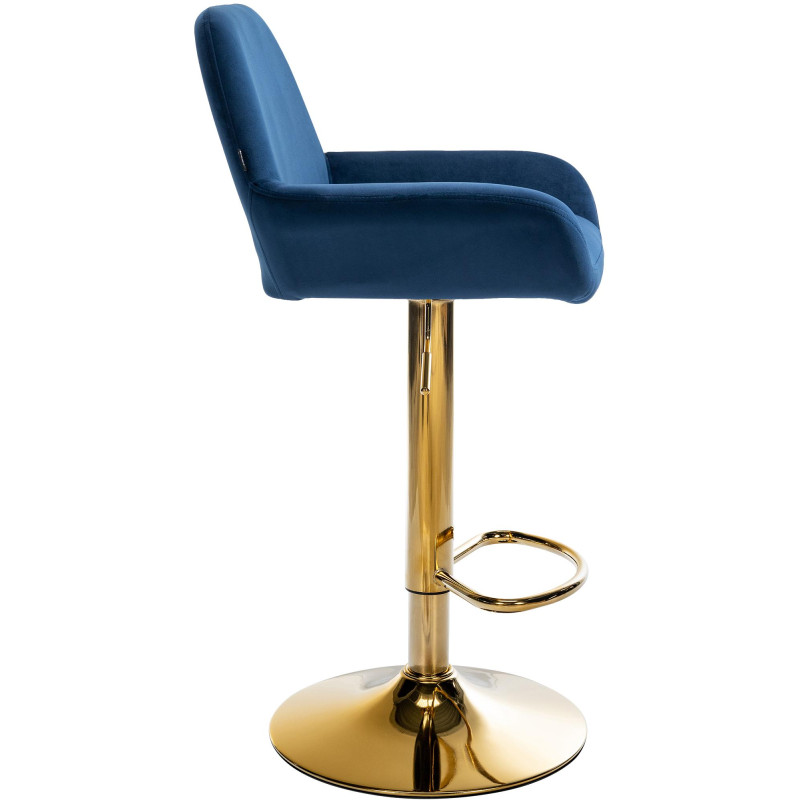 Lot de 2 tabourets de bar Braga en velours doré bleu