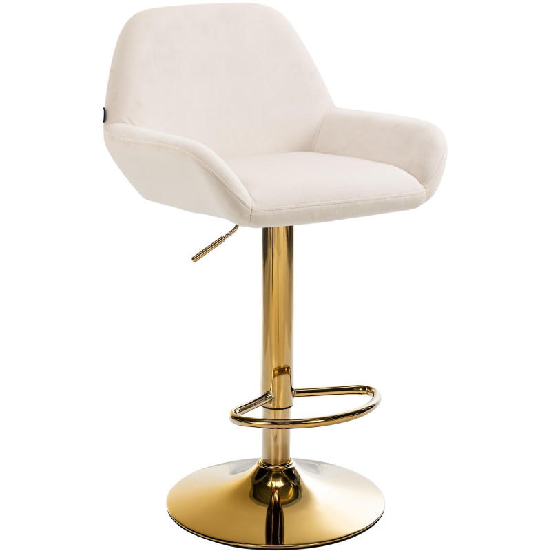 Tabouret de bar Braga en velours doré crème