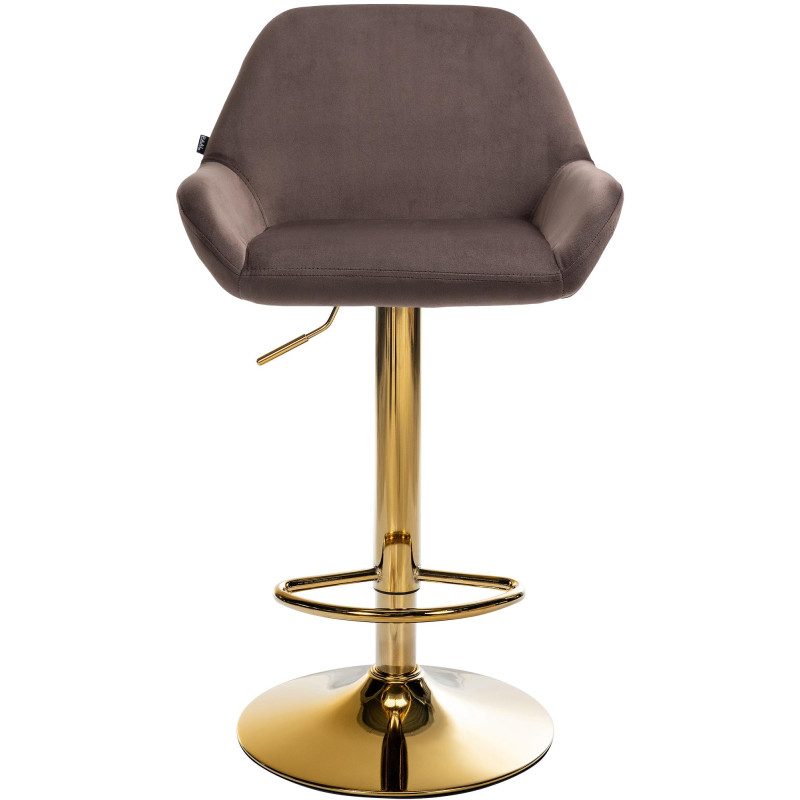 Lot de 2 tabourets de bar Braga en velours doré brun