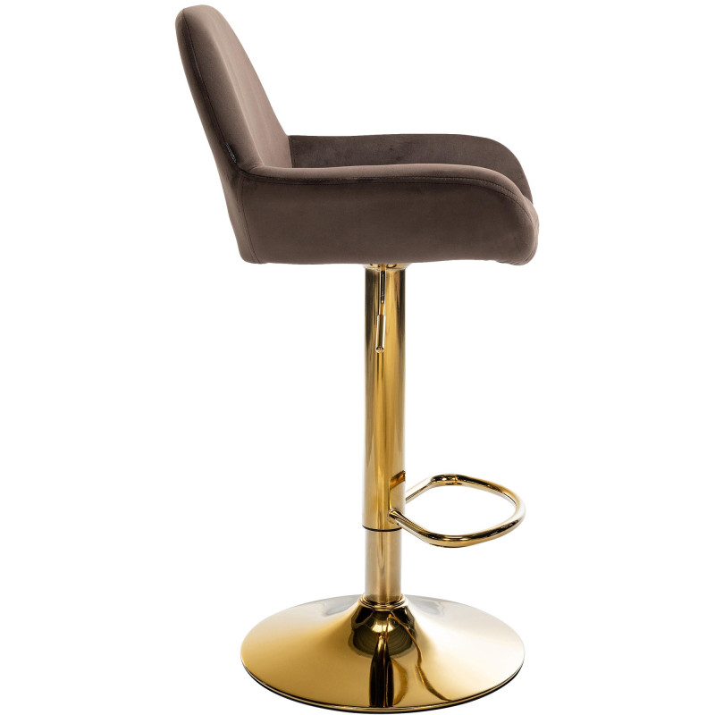 Lot de 2 tabourets de bar Braga en velours doré brun